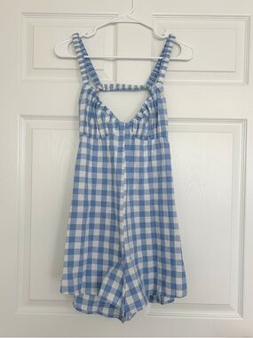 Princess Polly Blue & White Gingham Romper